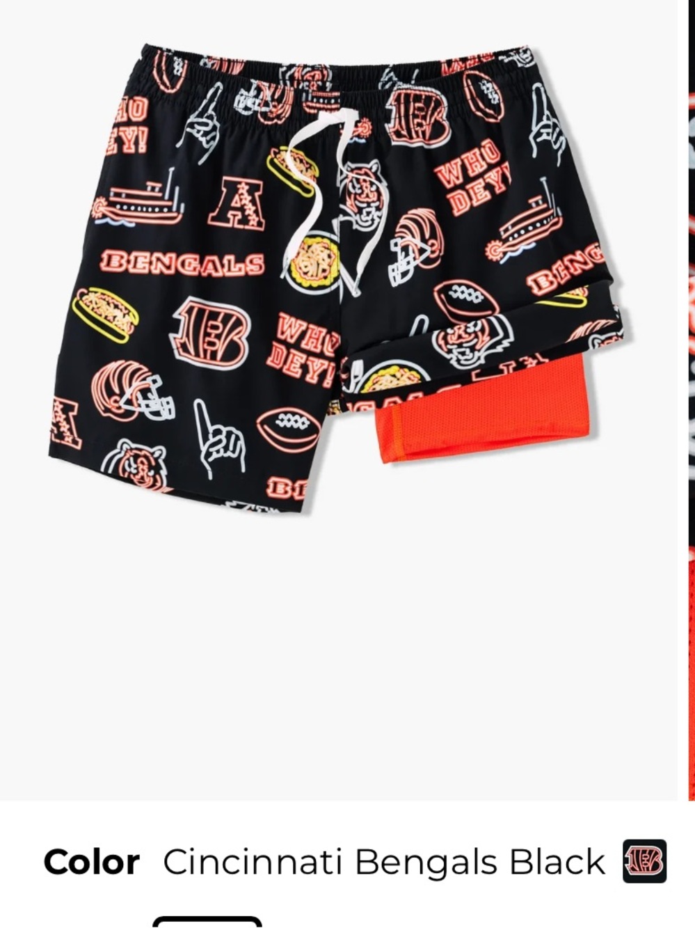 Chubbies Cincinnati Bengals Kids' XL Black Neon Swim Trunks